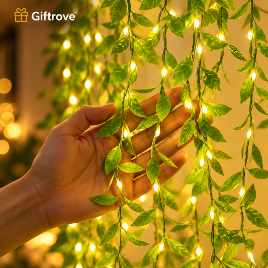 Giftrove Leaf Curtain Lights for Decoration – 3M Warm White LED Fairy Lights for Home & Diwali