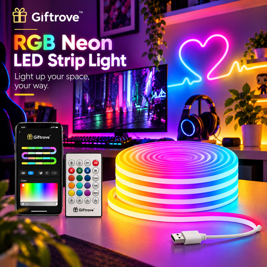 Giftrove RGB Neon LED Strip Light for Home Decoration, Bedroom, Gaming Room & Diwali