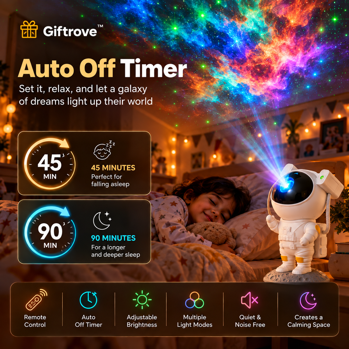 Giftrove Astronaut Galaxy Projector Light for Bedroom – Diwali Gift for Kids & Home Decoration