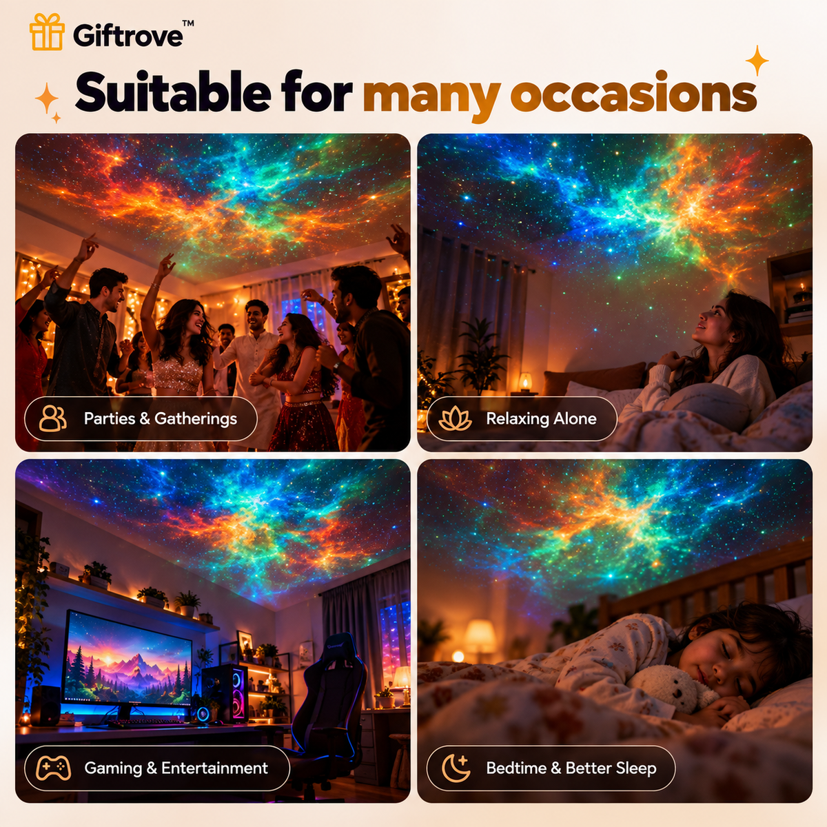 Giftrove Astronaut Galaxy Projector Light for Bedroom – Diwali Gift for Kids & Home Decoration