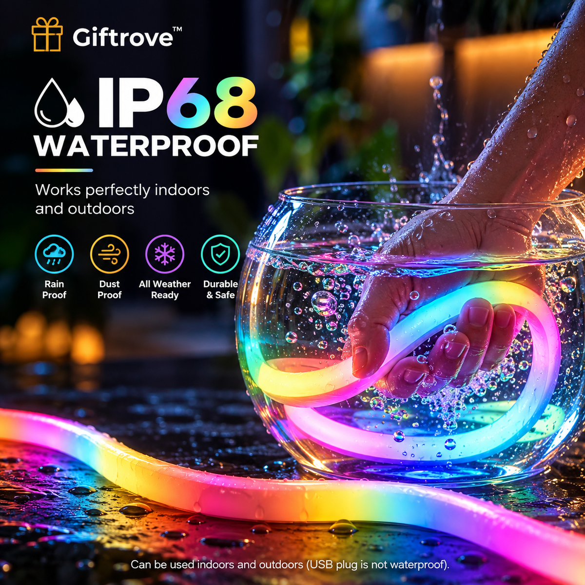 Giftrove RGB Neon LED Strip Light for Home Decoration, Bedroom, Gaming Room & Diwali