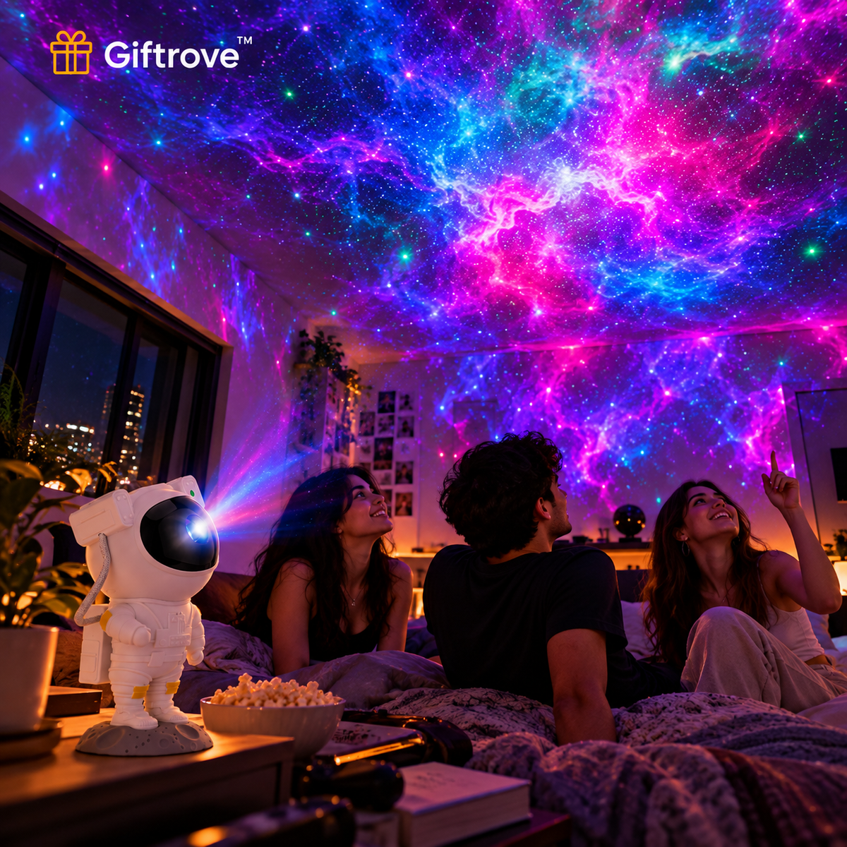 Giftrove Astronaut Galaxy Projector Light for Bedroom – Diwali Gift for Kids & Home Decoration